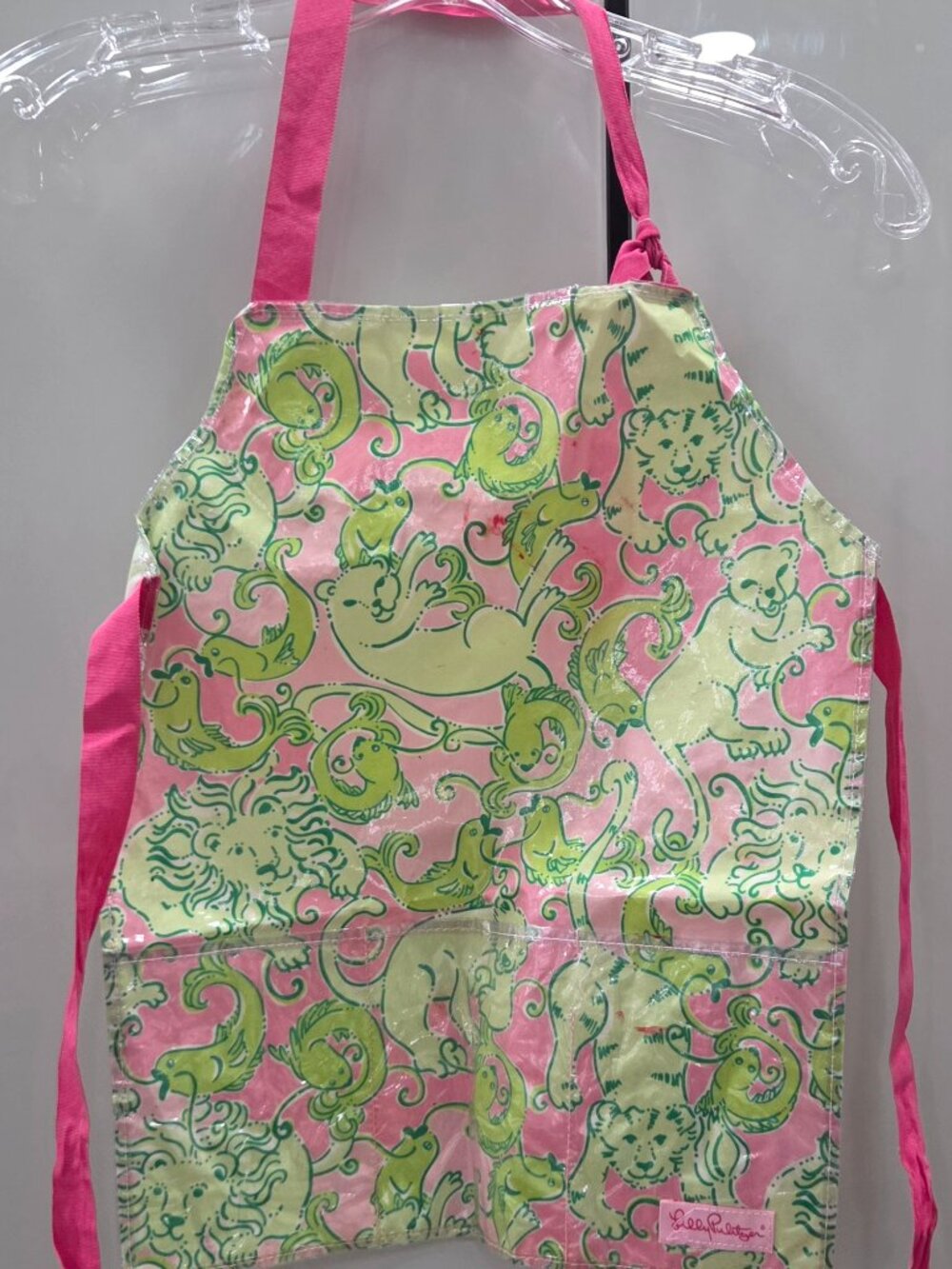 Vibrant Lilly Pulitzer apron featuring the iconic vintage lion motif